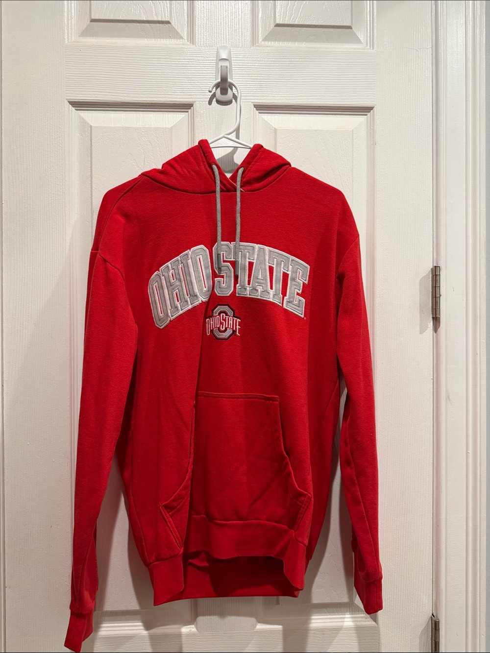Champion Red Crewneck Hoodie with White Lettering